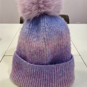 Anthropology hat NORLA Canada wool Fluffy Pom-Pom Beanie - Purple and Pink